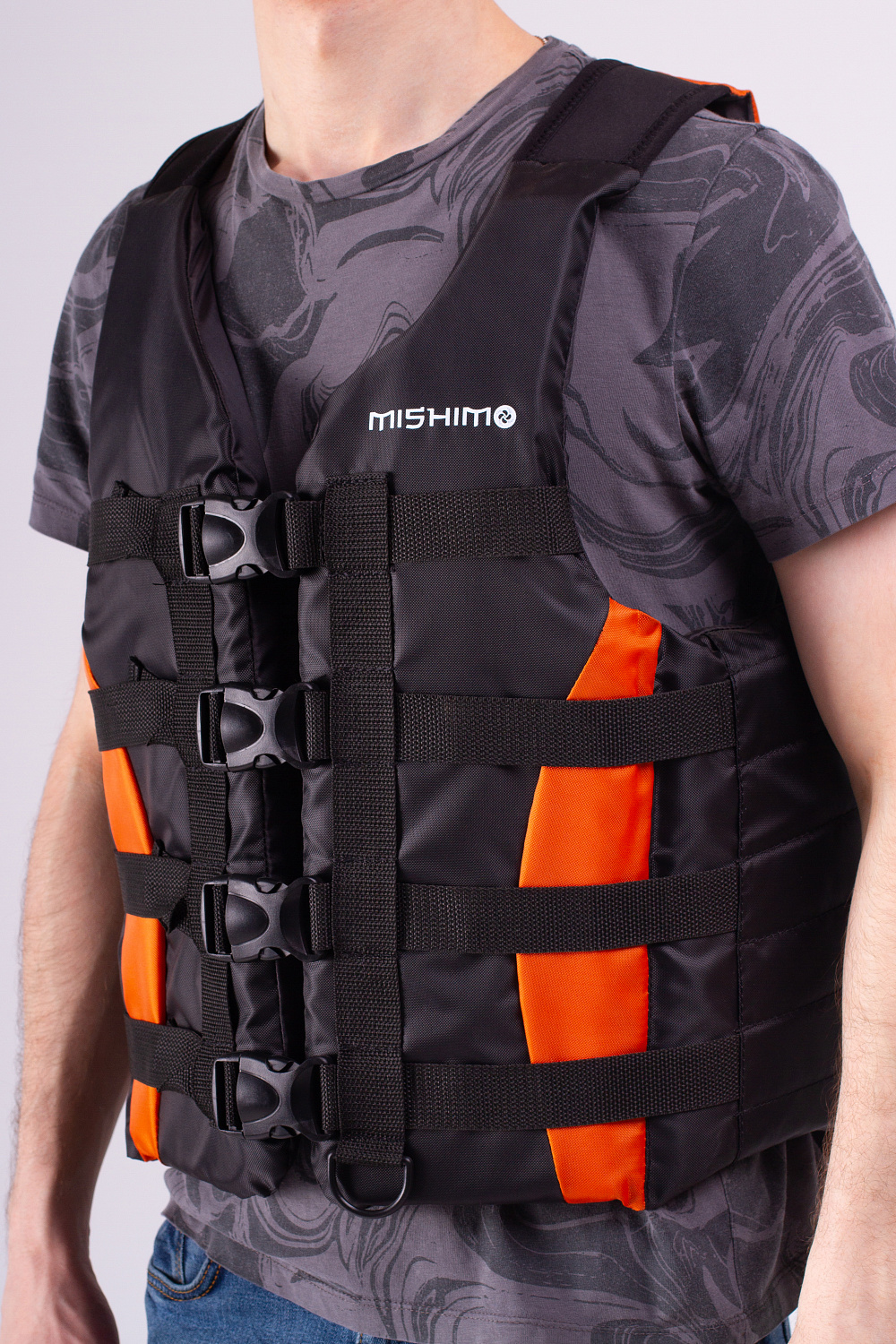 Жилет спасательный MISHIMO PRO Премиум качества Черно-оранжевый в Балакове
